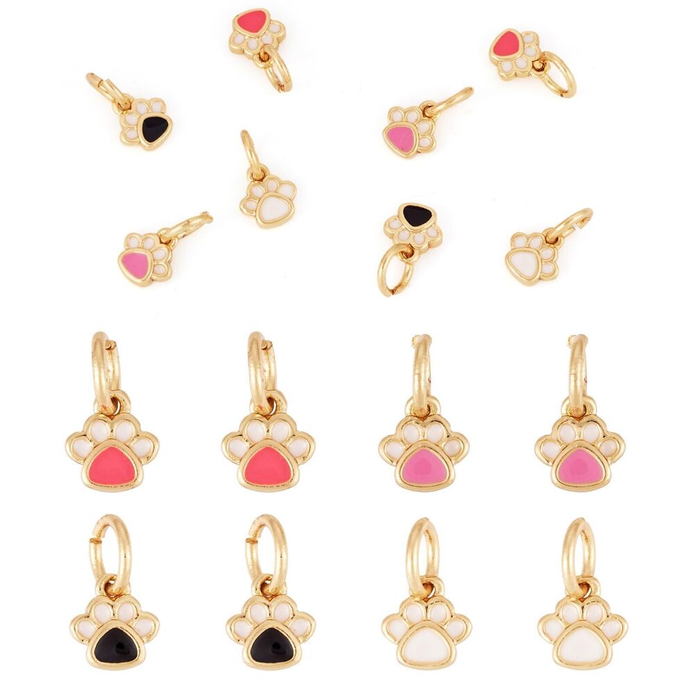 8284 8Pcs Dog Paw Charms 18K Gold Plated Small Paw Print Animal Charms